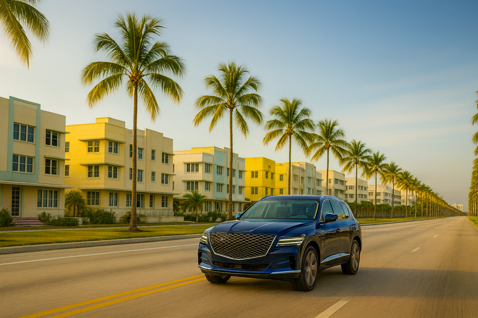 ConciergeMyCar client vehicle driving on a coastal Florida highway